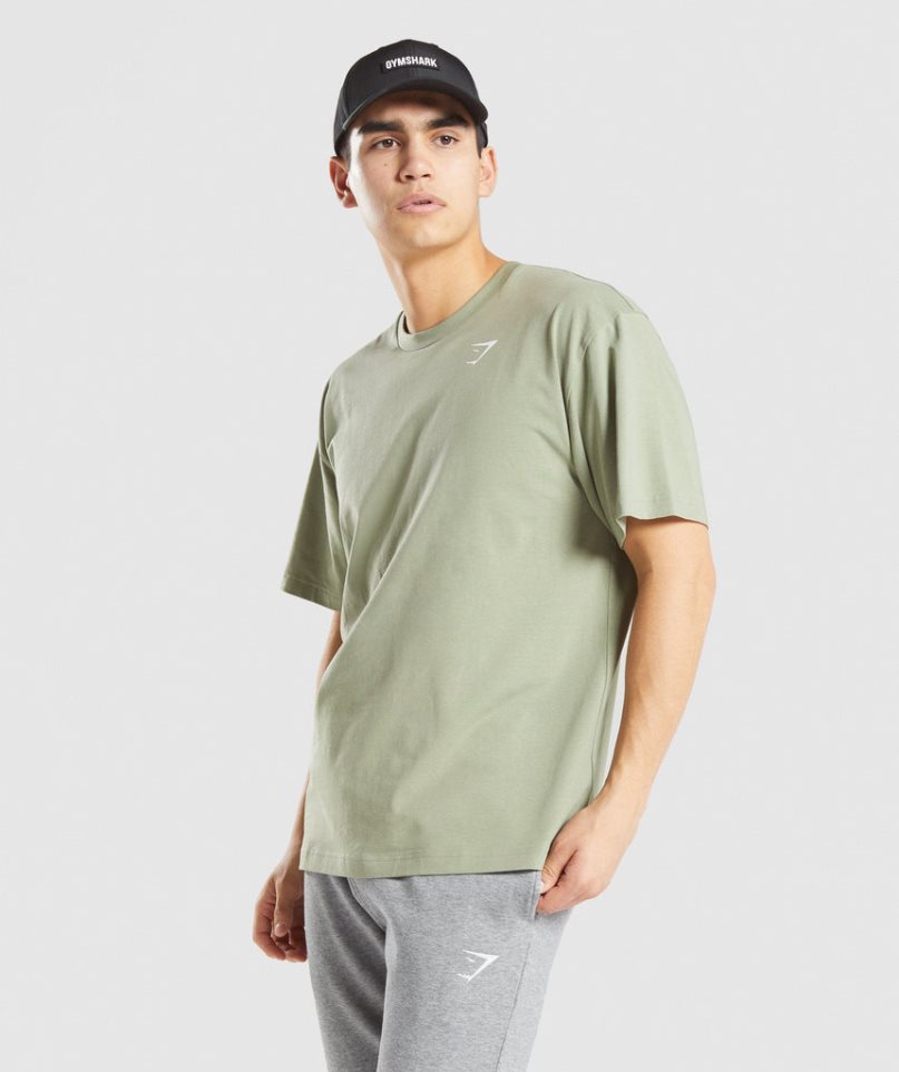 Koszulki Gymshark Essential Oversized Męskie Głęboka Zielone | PL 417DPQ